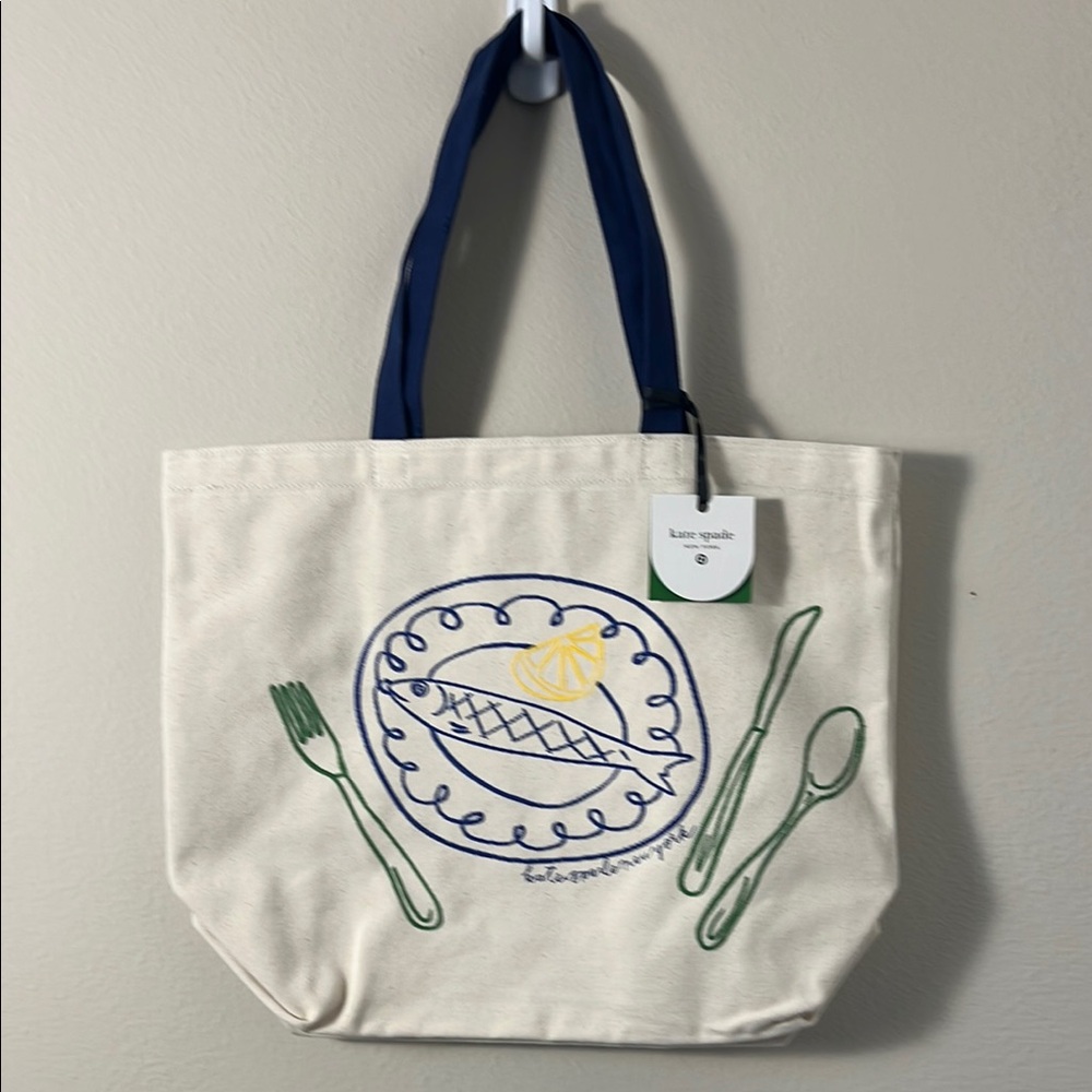 Kate Spade New York x Target Fish Embroidered Canvas Tote Bag - Picture 2 of 4
